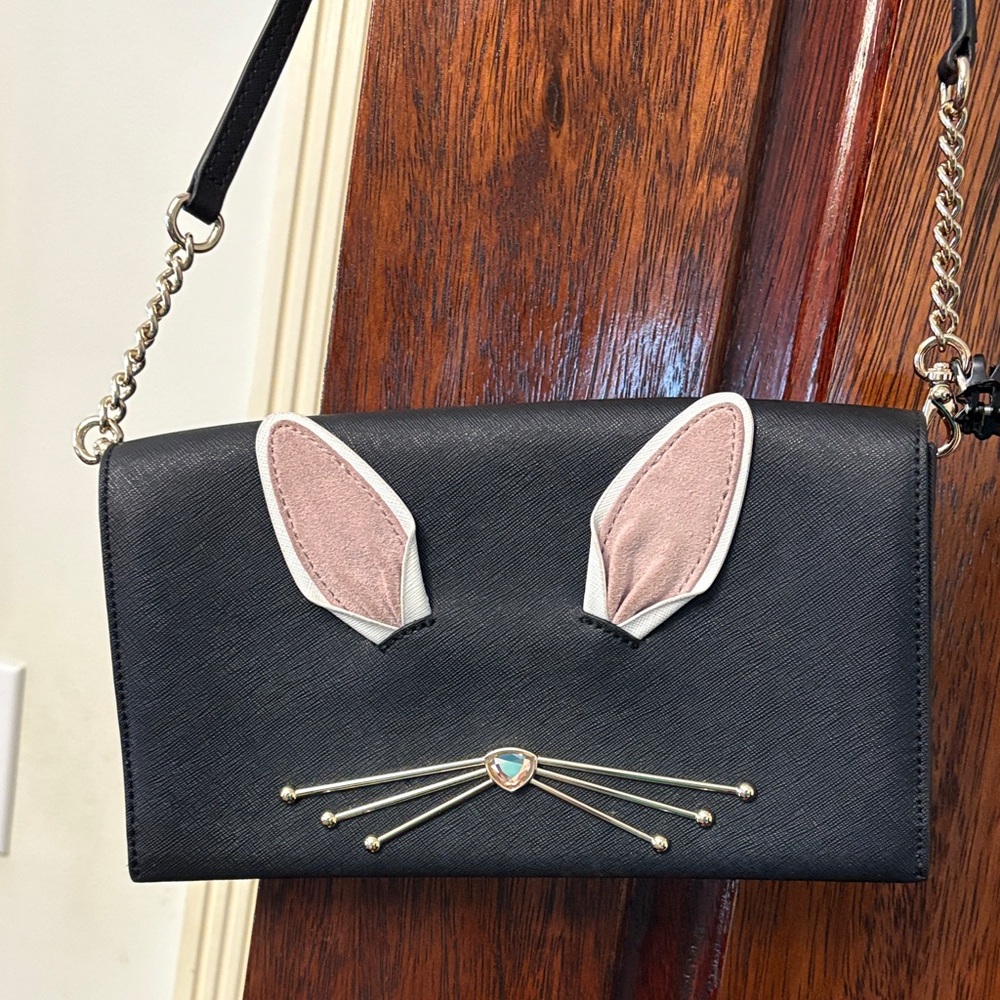 Kate Spade Black and Pink Cat Crossbody Bag